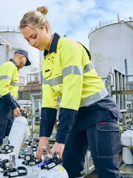 Bisley Apex 160 Women's Taped Hi Vis FR Vented Shirt BL8338T Metro Workwear.